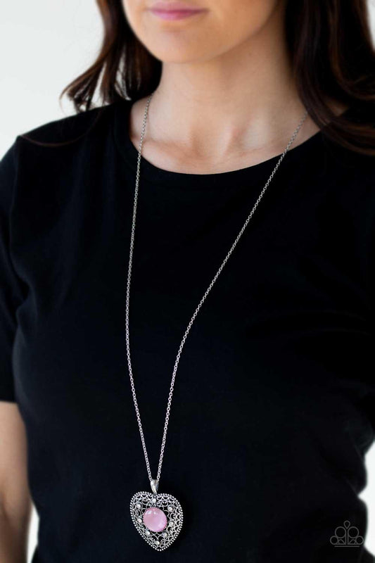 Paparazzi Accessories-One Heart - Pink Necklace