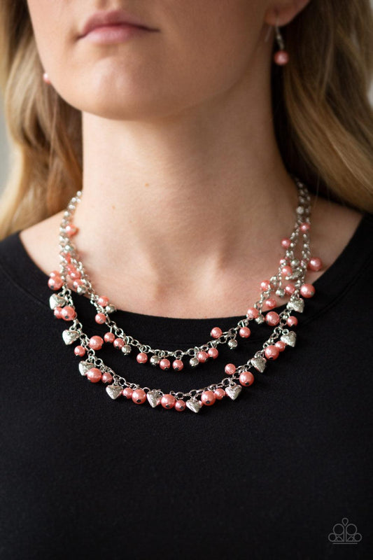 Paparazzi Accessories-Kindhearted Heart - Orange Necklace