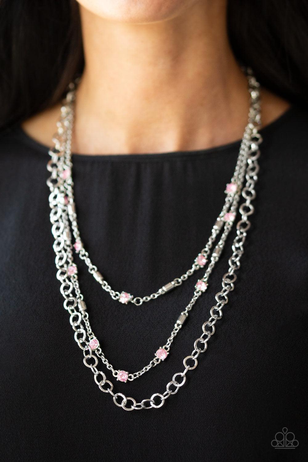 Paparazzi Accessories-Metro Mixer - Pink Necklace