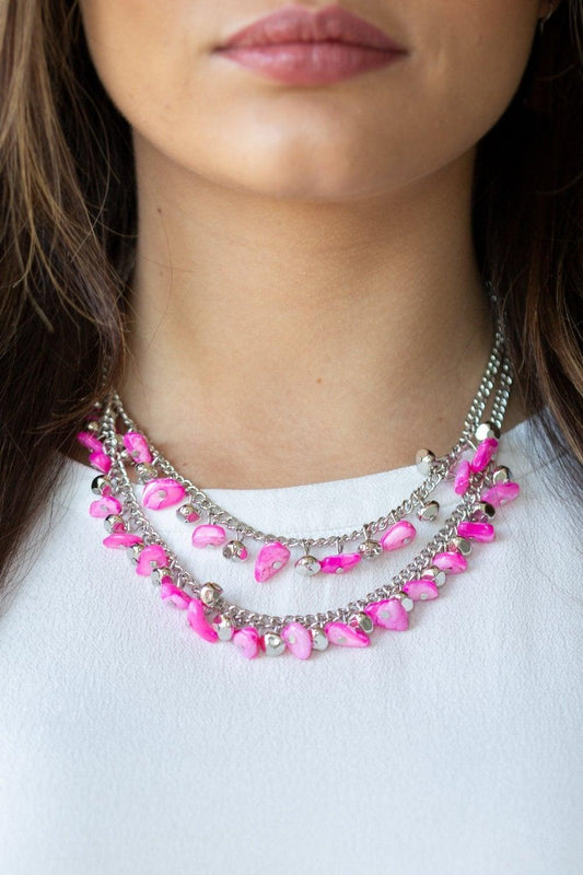 Paparazzi Accessories-Pebble Pioneer - Pink Necklace