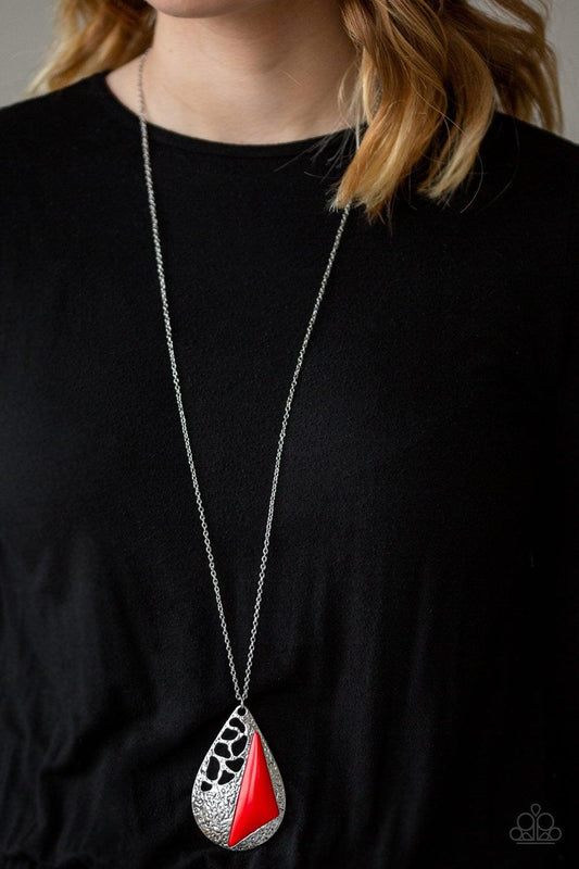 Paparazzi Accessories-Impressive Edge - Red Necklace