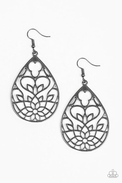 Paparazzi Accessories - Lovely Lotus - Black Earrings 