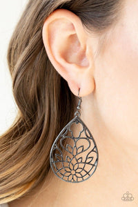 Paparazzi Accessories - Lovely Lotus - Black Earrings 