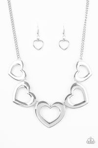 Paparazzi Accessories-Hearty Hearts - Silver Necklace