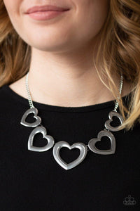 Paparazzi Accessories-Hearty Hearts - Silver Necklace