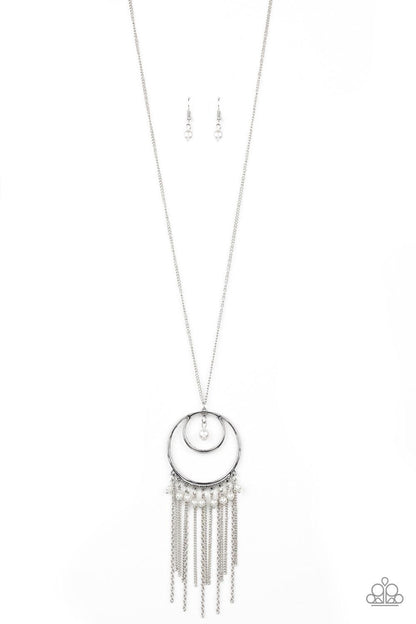 Paparazzi Accessories-Out Of Bounds Shimmer - White Necklace