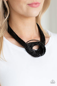 Paparazzi Accessories-Knotted Knockout - Black Necklace