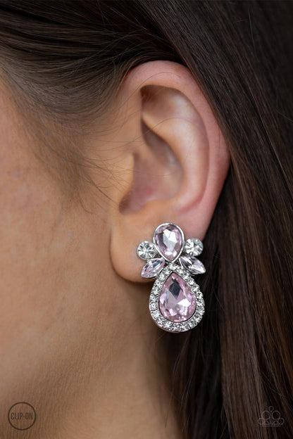 Paparazzi Accessories-Celebrity Crowd - Pink Earrings