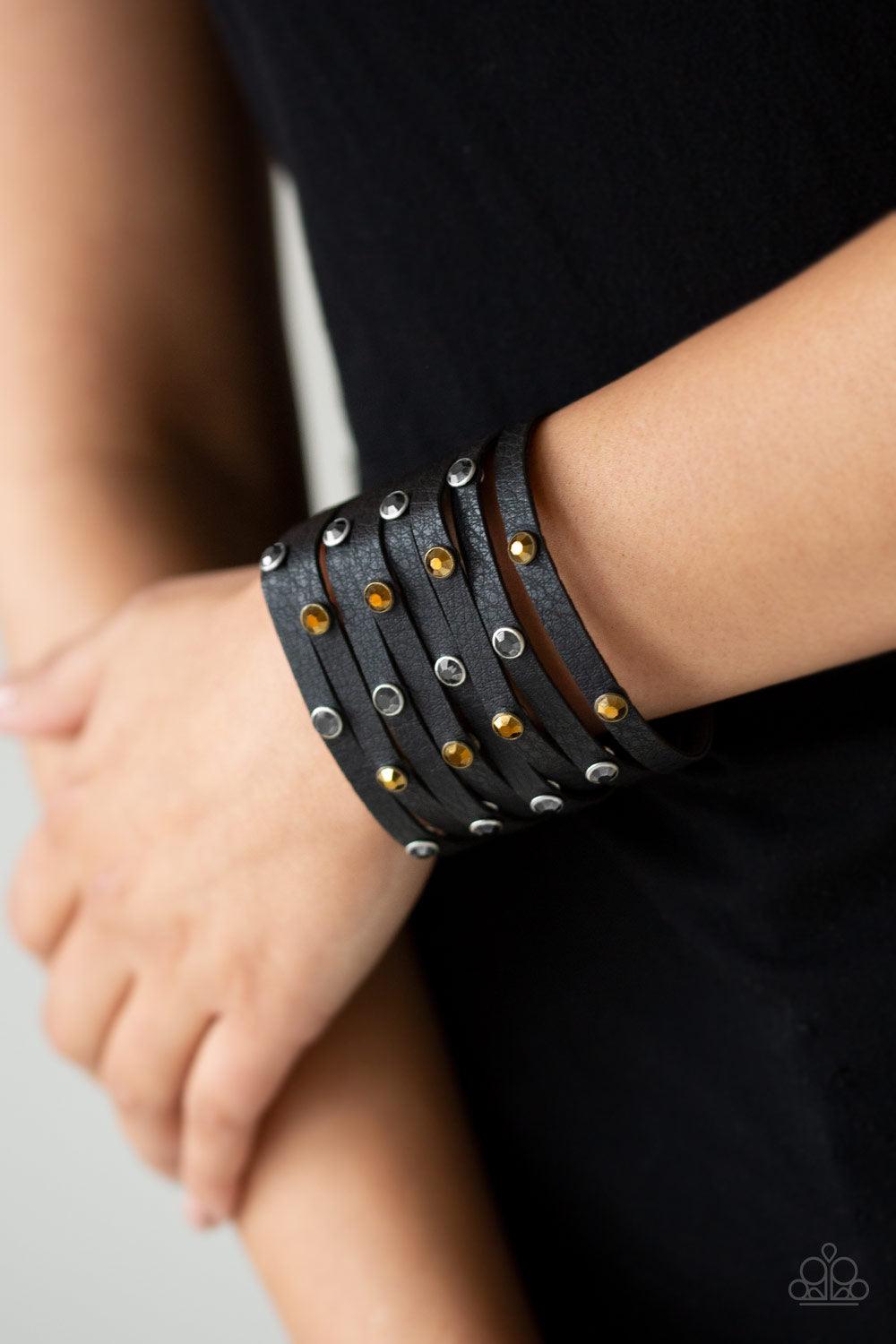 Paparazzi Accessories-Go-Getter Glamorous - Black Wrap Bracelet