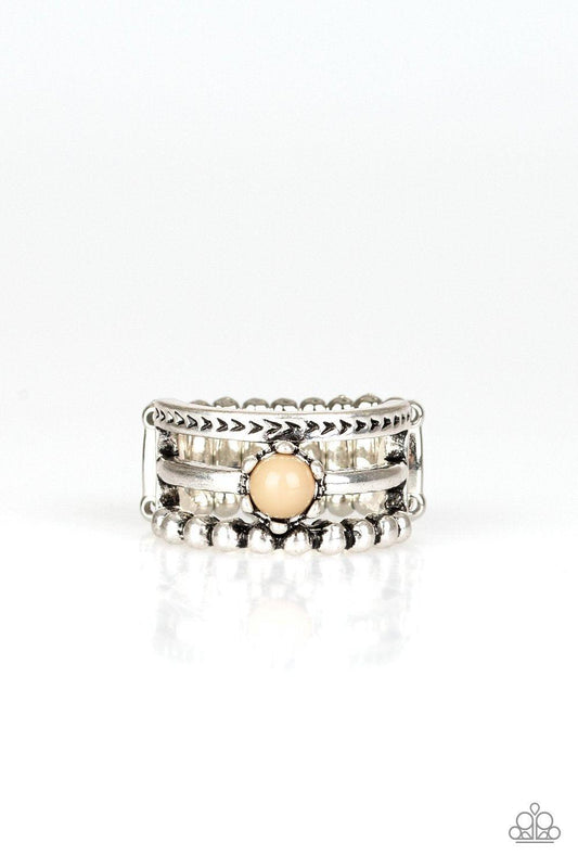 POP Rival Brown Bead Tribal Silver Statement Ring - Jewelry from Jewelry by Bretta