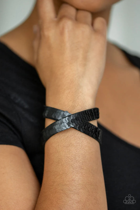 Under The SEQUINS Black Wrap Bracelet -- Jewelry by Bretta
