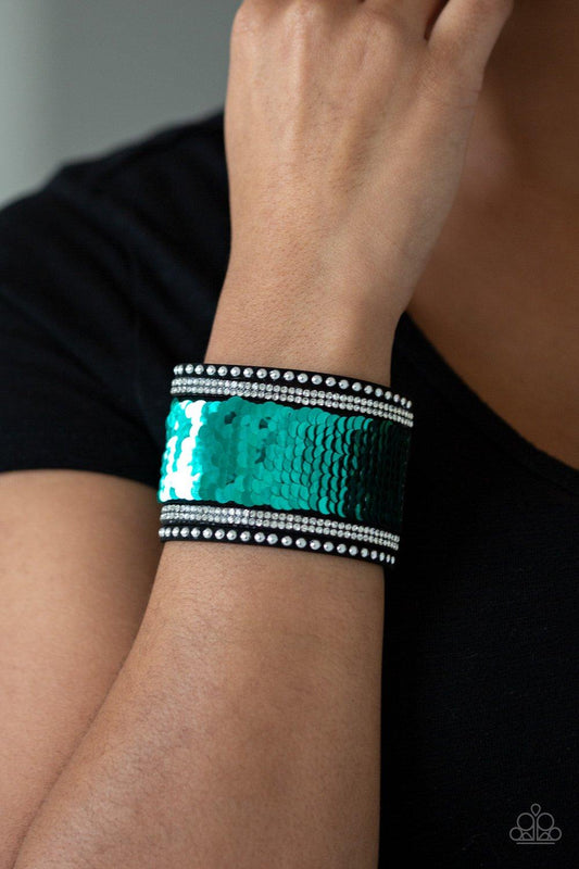 Paparazzi Accessories-MERMAIDS Have More Fun - Green Wrap Bracelet