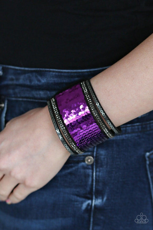 Paparazzi Accessories-Heads Or MERMAID Tails - Purple Bracelet