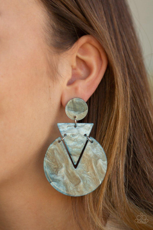 Paparazzi Accessories-Head Under WATERCOLORS - Blue Earrings