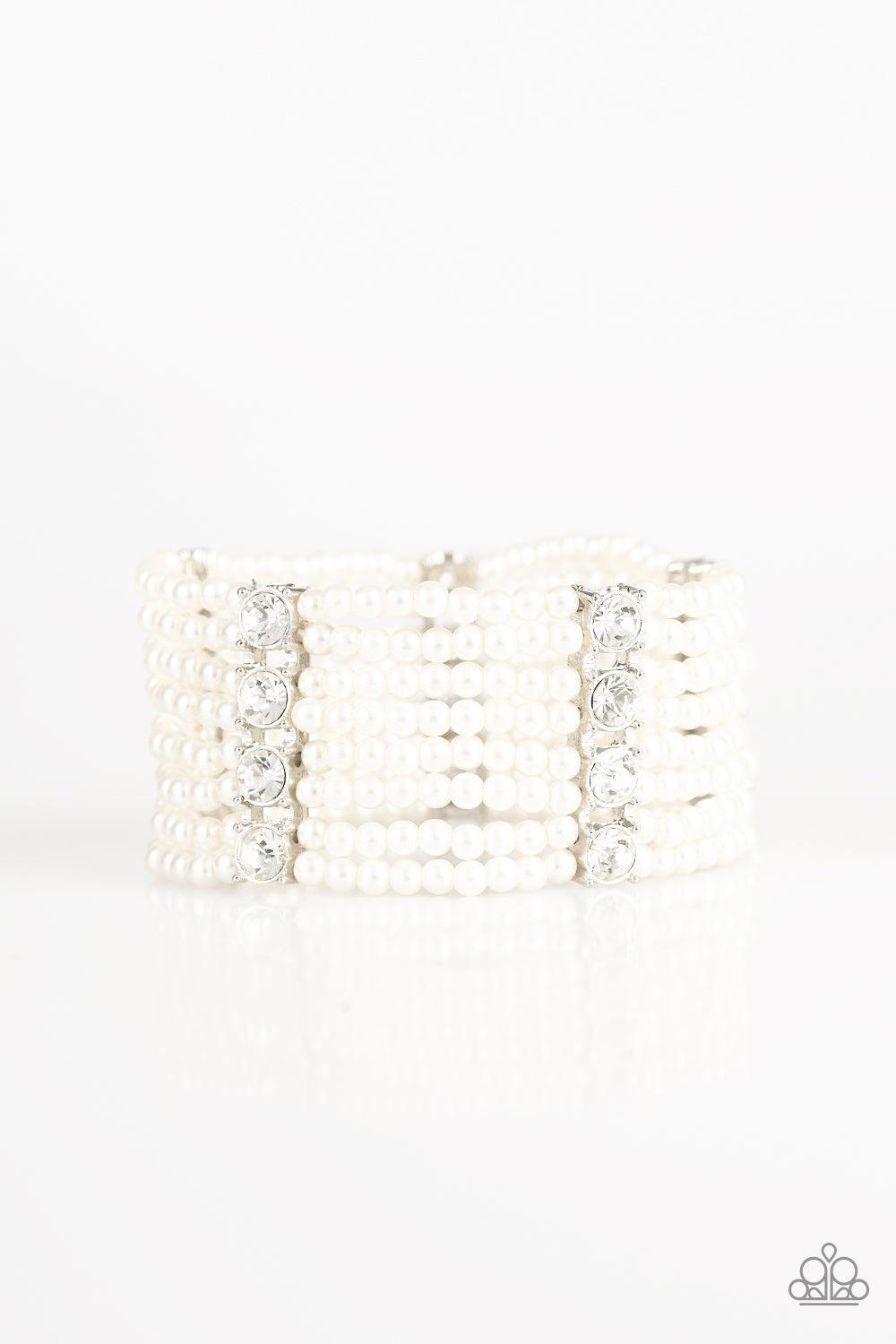 Paparazzi Accessories-Get In Line - White Bracelet