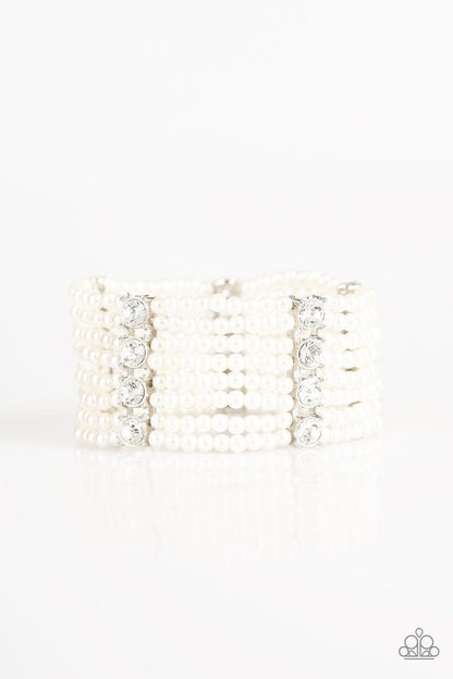 Paparazzi Accessories-Get In Line - White Bracelet