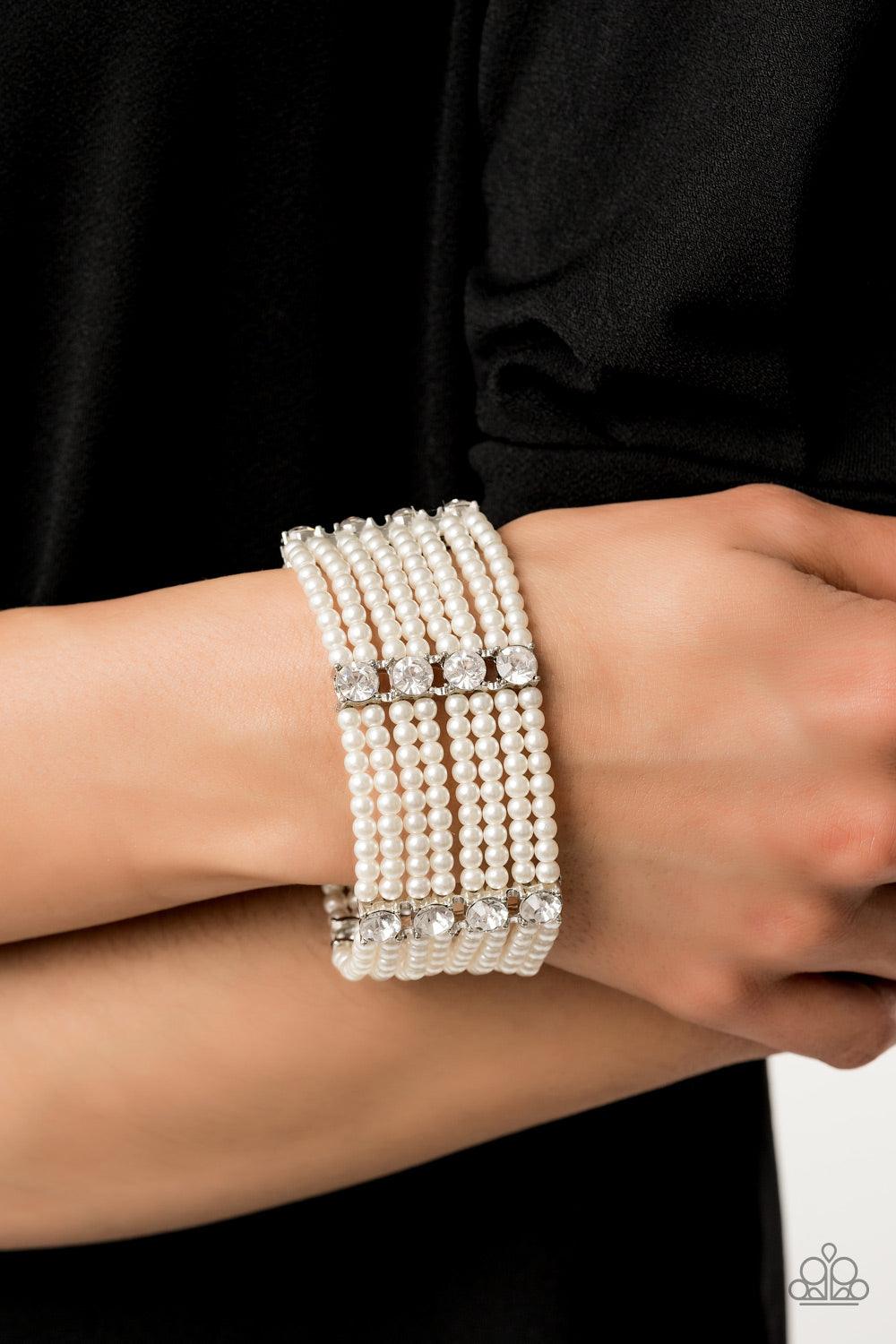 Paparazzi Accessories-Get In Line - White Bracelet