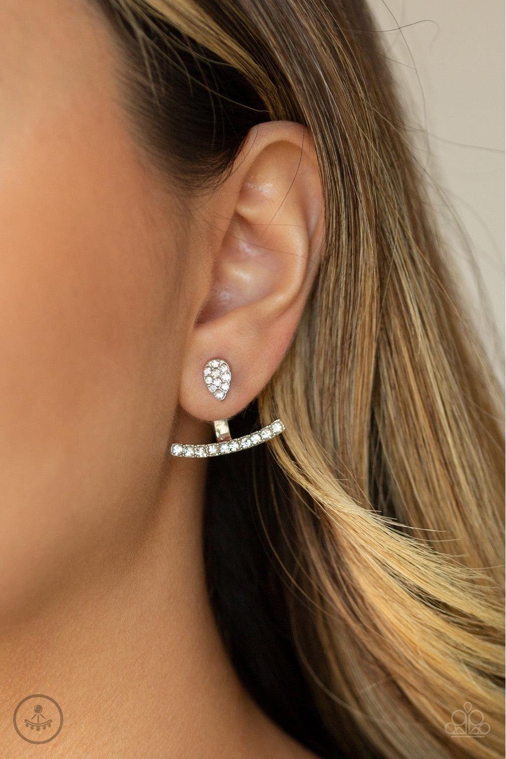 Paparazzi Accessories-Glowing Glimmer - White Earrings