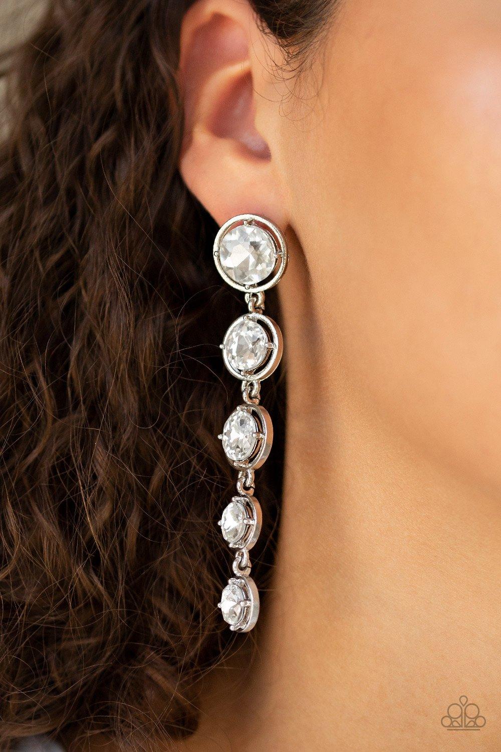 Paparazzi Accessories-Drippin In Starlight - White Earrings