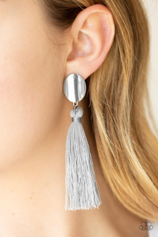 Paparazzi Accessories-Va Va PLUME - Silver Earrings