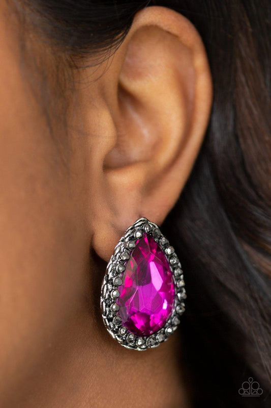 Paparazzi Accessories-Dare To Shine - Pink Earrings