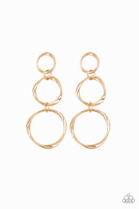 Paparazzi Accessories-Three Ring Radiance - Gold Earrings