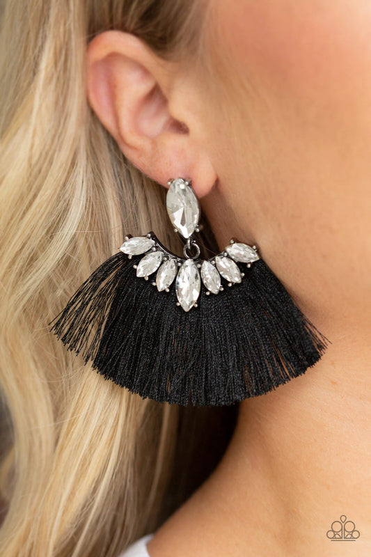 Formal Flair Black Post Earrings - Jewelry by Bretta