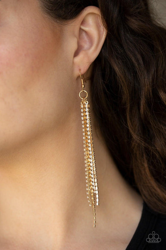 Paparazzi Accessories-Center Stage Status - Gold Earrings