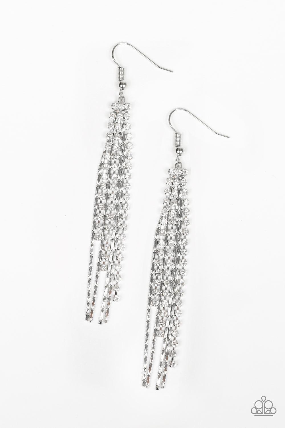 Paparazzi Accessories-Red Carpet Bombshell - White Earrings