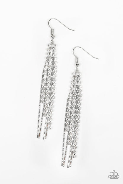 Paparazzi Accessories-Red Carpet Bombshell - White Earrings