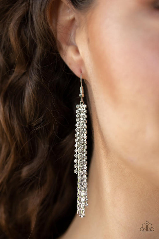 Paparazzi Accessories-Red Carpet Bombshell - White Earrings