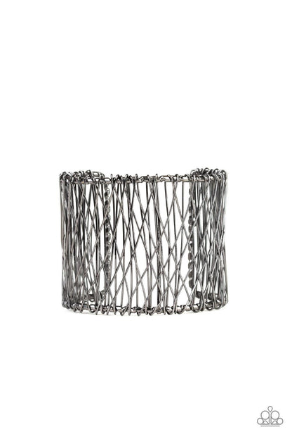 Paparazzi Accessories-Work For WIRE - Black Cuff Bracelet