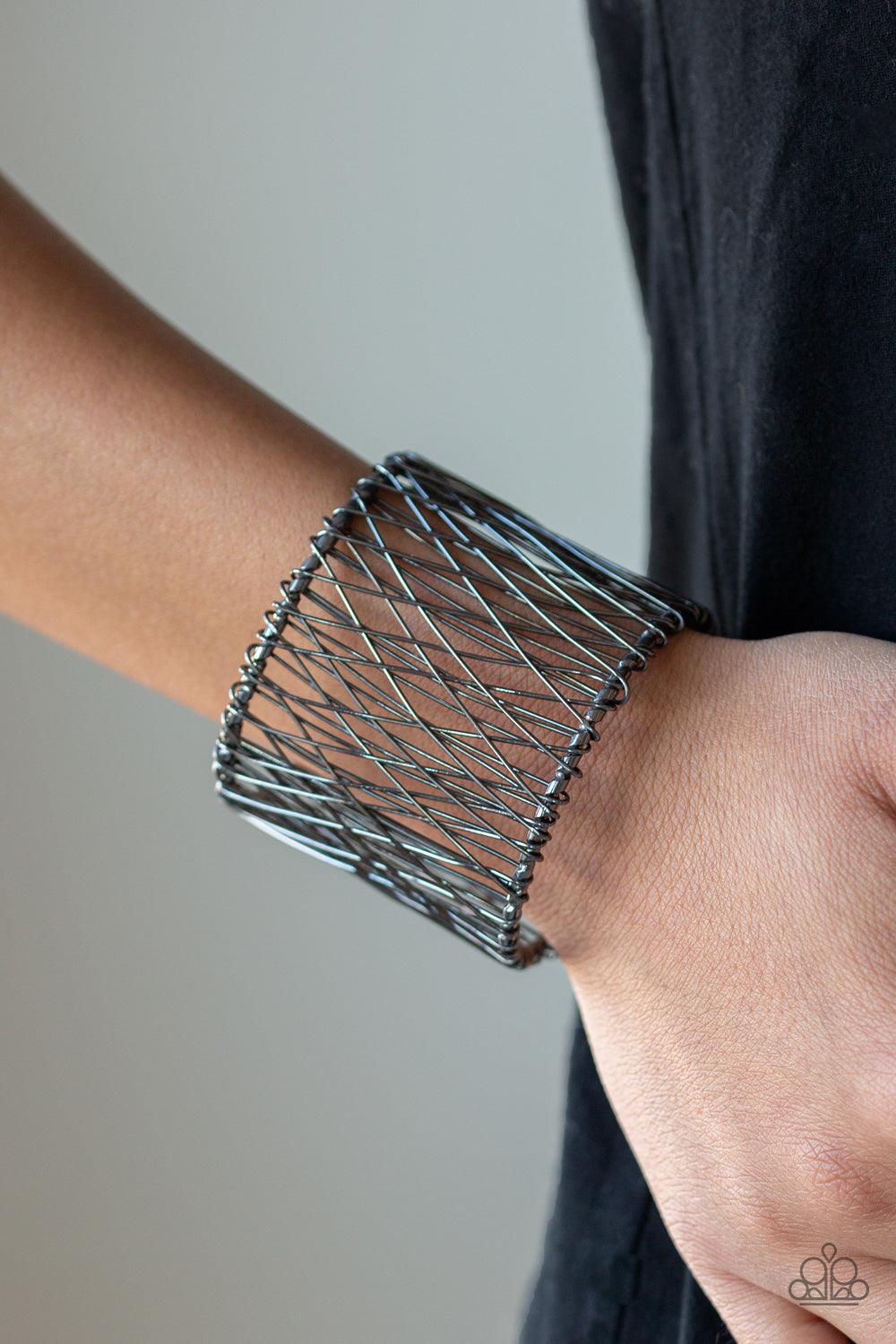 Paparazzi Accessories-Work For WIRE - Black Cuff Bracelet