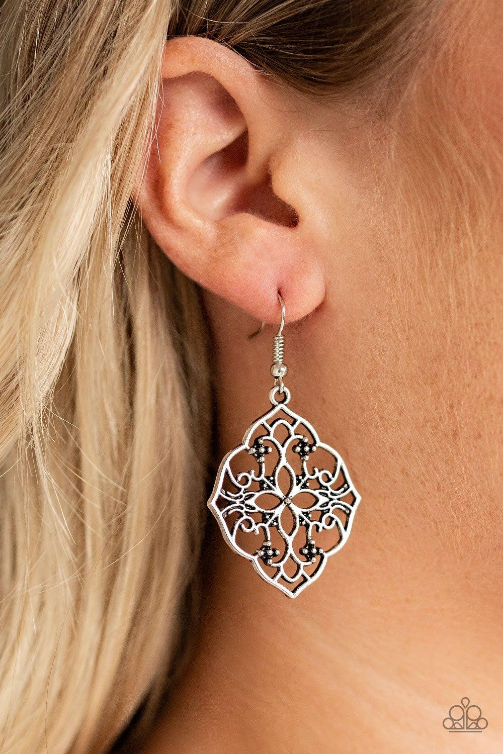 Paparazzi Accessories - Garden Mandala - Silver Earrings