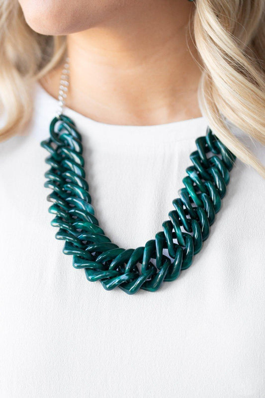 Paparazzi Accessories-Comin In HAUTE - Green Necklace