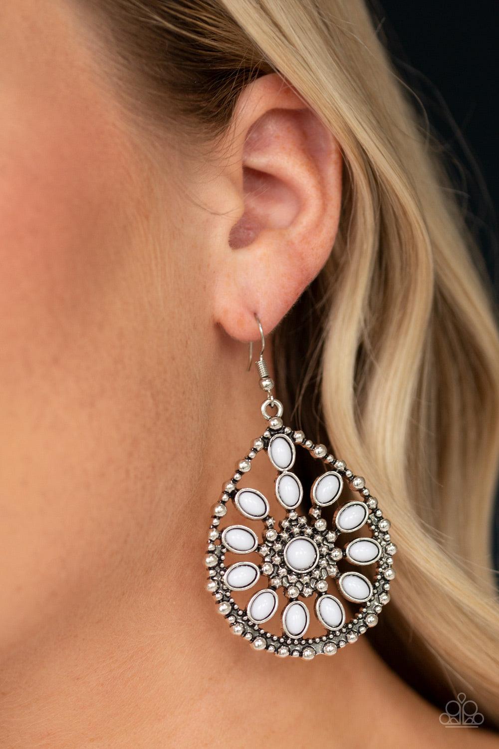 Paparazzi Accessories-Free To Roam - White Earrings