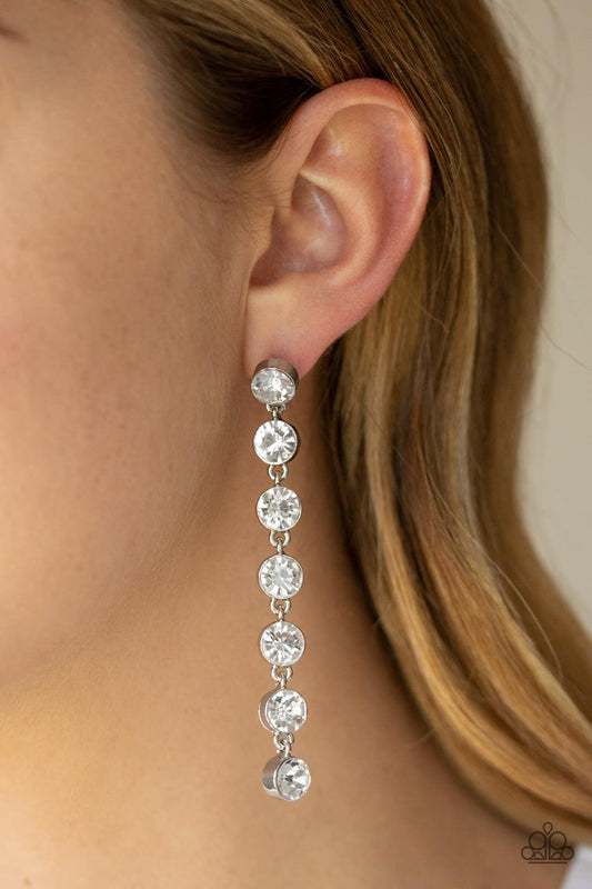 Paparazzi Accessories-Dazzling Debonair - White Earrings
