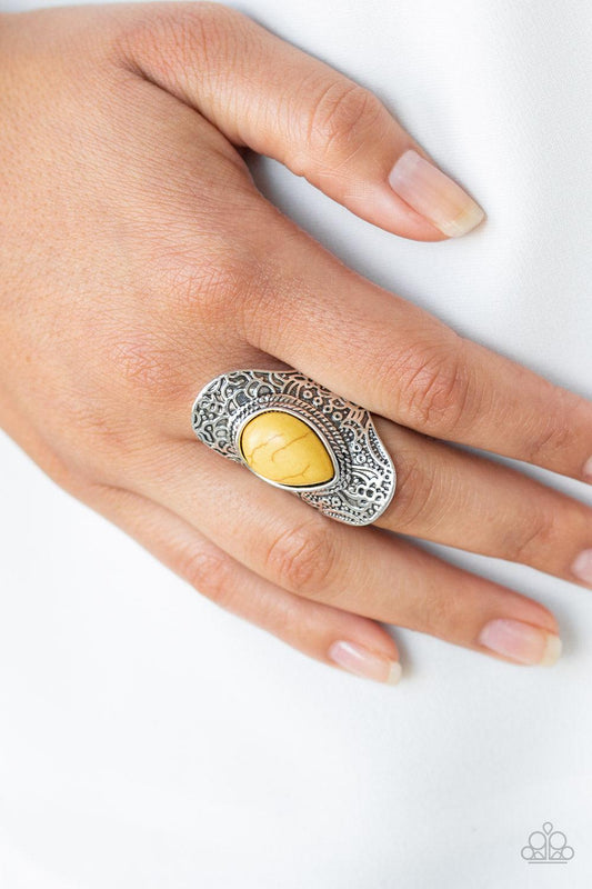 Paparazzi Accessories-Southern Sage - Yellow Ring