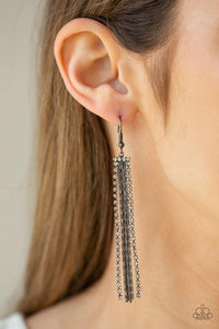 Paparazzi Accessories-Starlit Tassels - Black Earrings