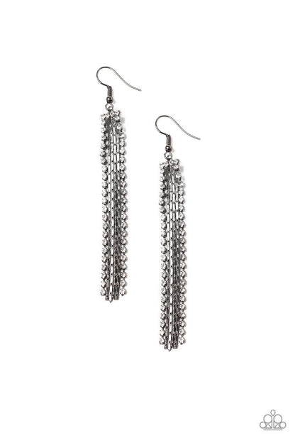 Paparazzi Accessories-Starlit Tassels - Black Earrings