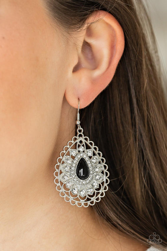 Paparazzi Accessories-Glamour Grandeur - Black Earrings