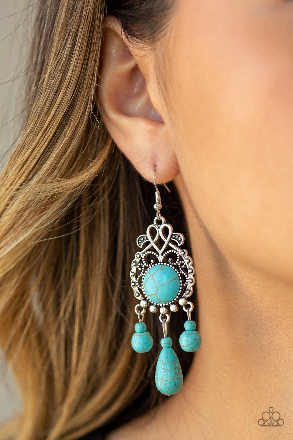  Paparazzi Accessories-Stone Bliss - Blue Earrings