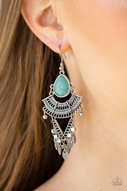 Paparazzi Accessories-Vintage Vagabond - Blue Earrings