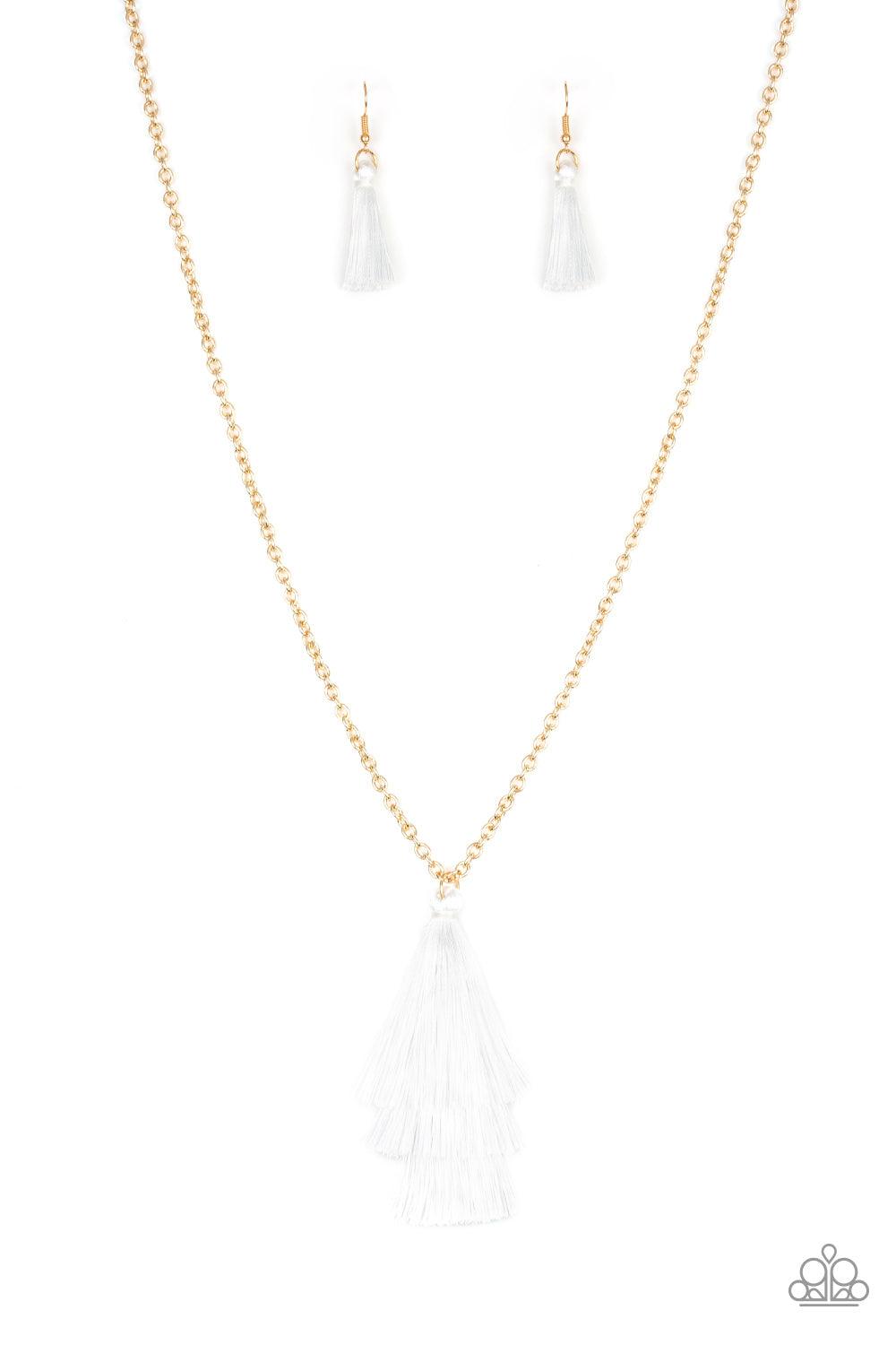  Triple The Tassel White Necklace- Jewelry by Bretta