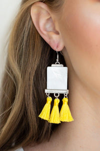 Paparazzi Accessories-Tassel Retreat - Yellow Earrings