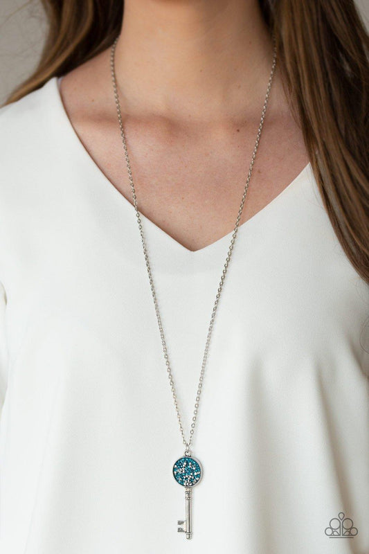 Paparazzi Accessories-Key Keepsake - Blue Necklace