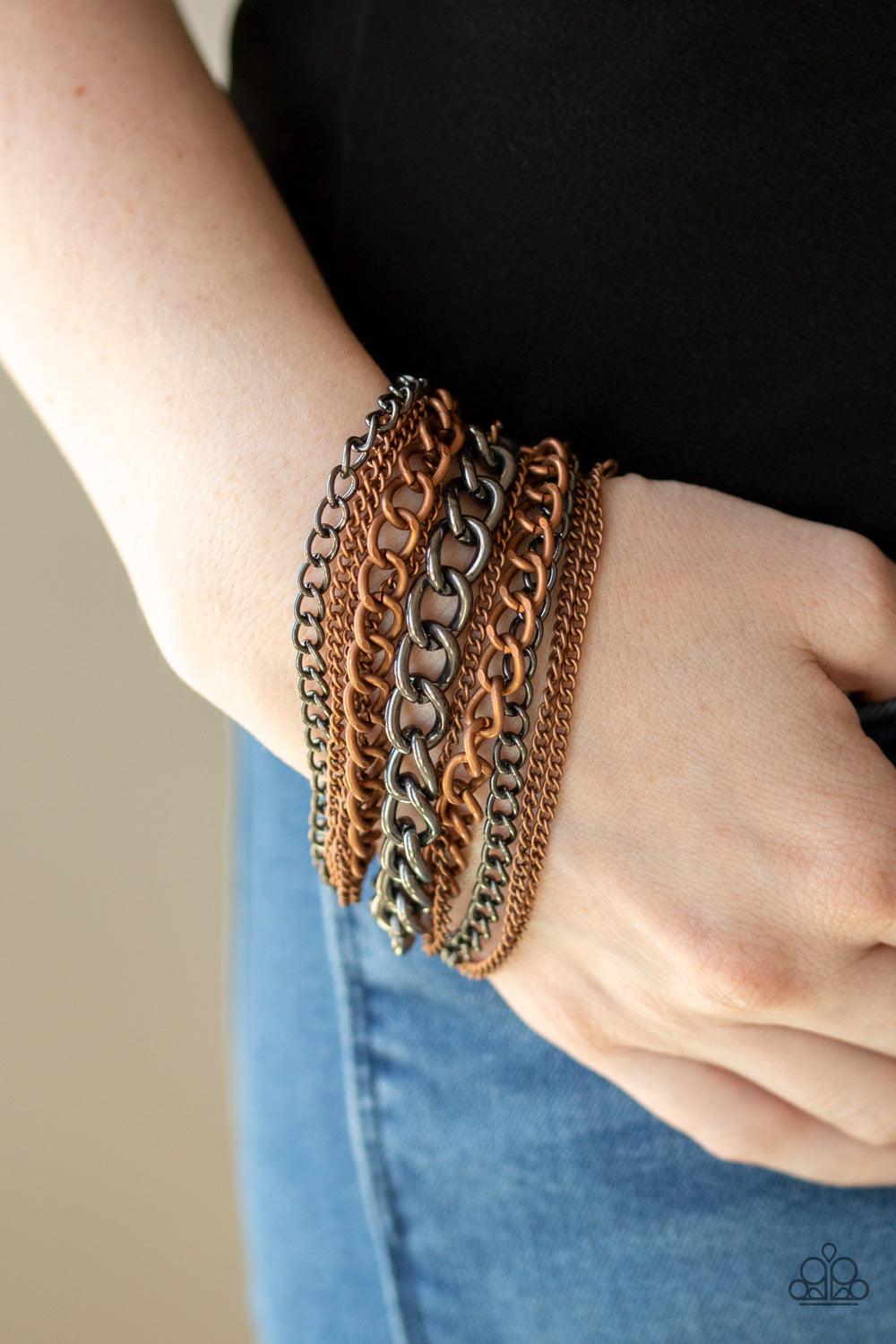 Paparazzi Accessories-Metallic Horizon - Copper Bracelet