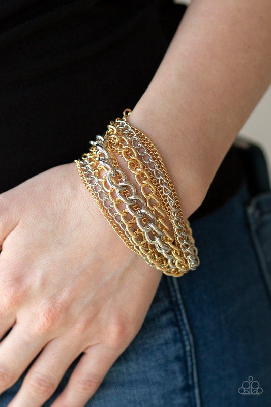 Paparazzi Accessories-Metallic Horizon - Gold Bracelet