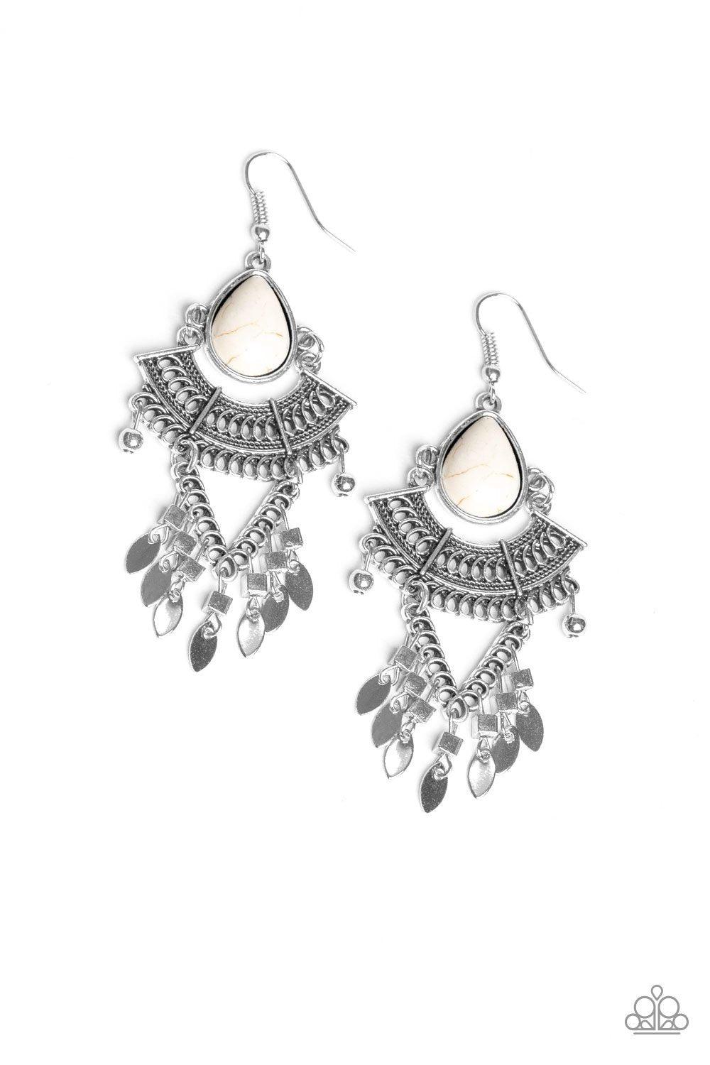 Paparazzi Accessories-Vintage Vagabond - White Earrings