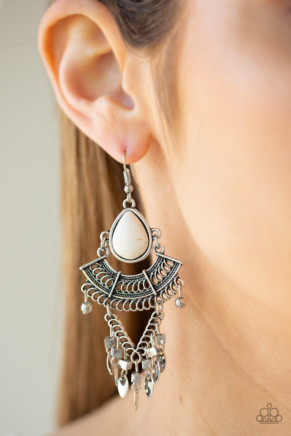 Paparazzi Accessories-Vintage Vagabond - White Earrings